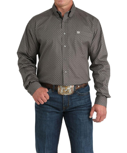 Cinch Men's Gray Geometric Button Down Shirt
