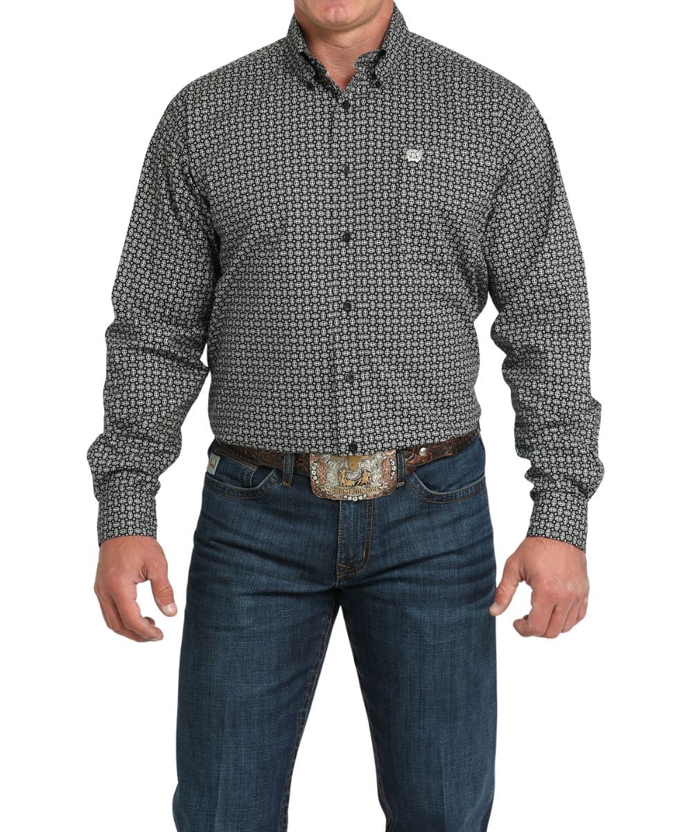 Cinch Men's Black Geometric Button Down Shirt