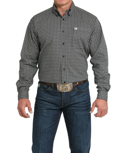 Cinch Men's Black Geometric Button Down Shirt