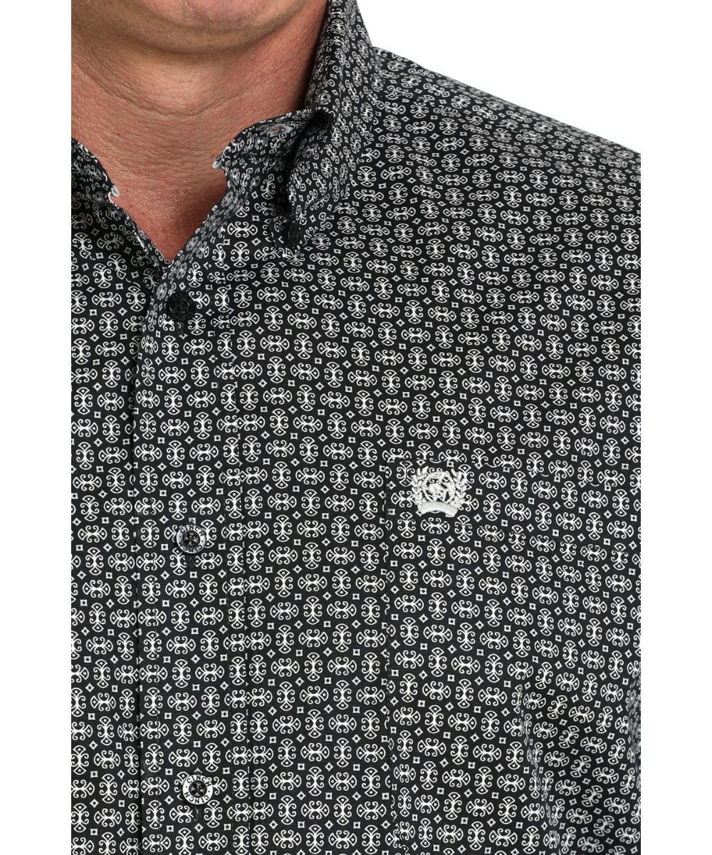 Cinch Men's Black Geometric Button Down Shirt