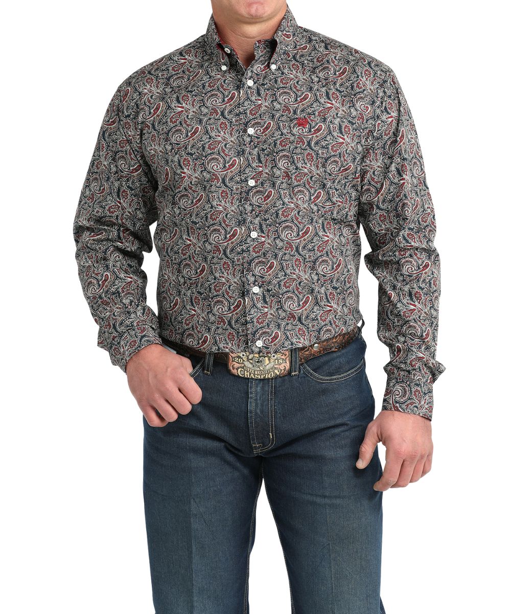 Cinch Men's Navy Paisley Button Down Shirt