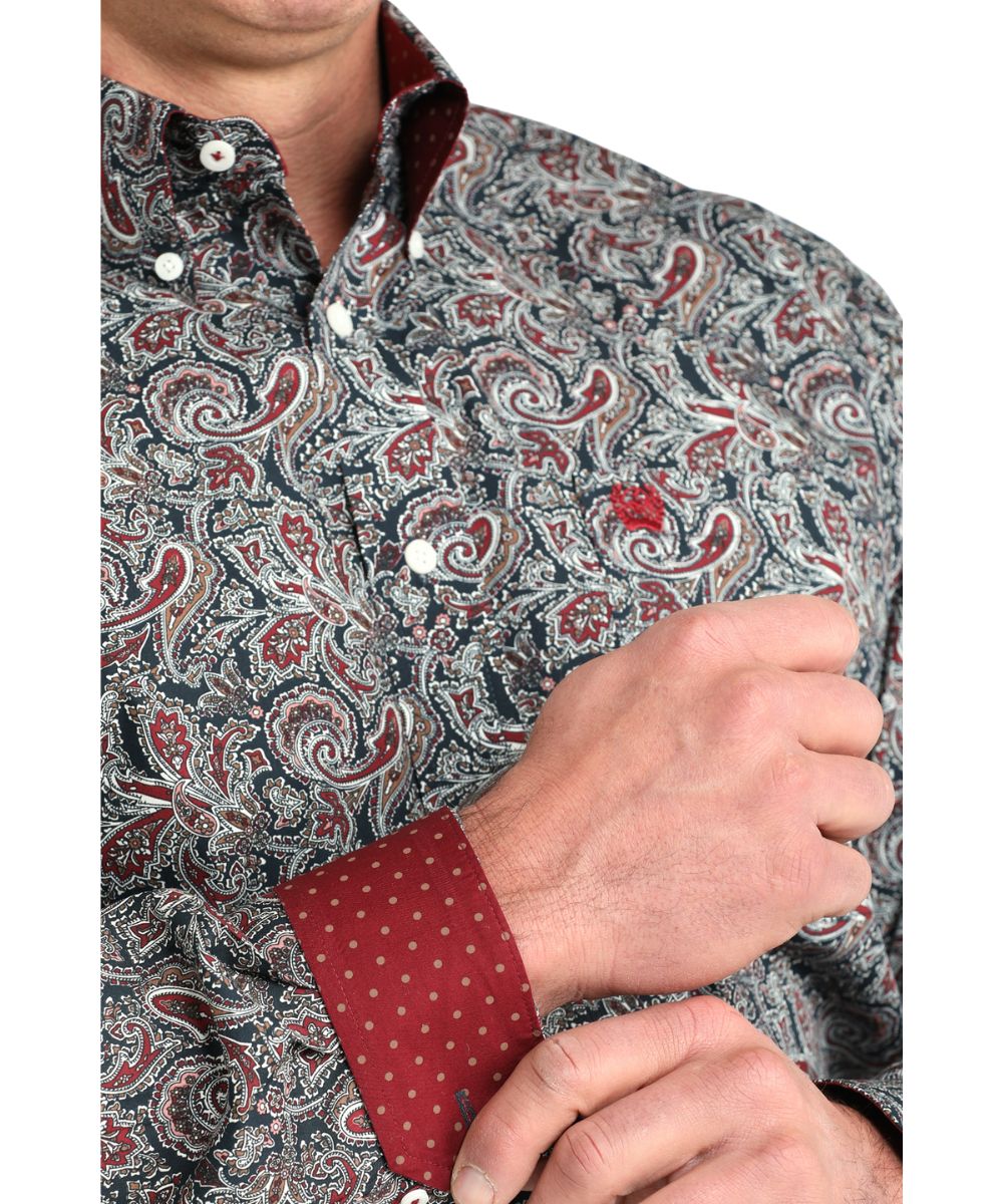 Cinch Men's Navy Paisley Button Down Shirt