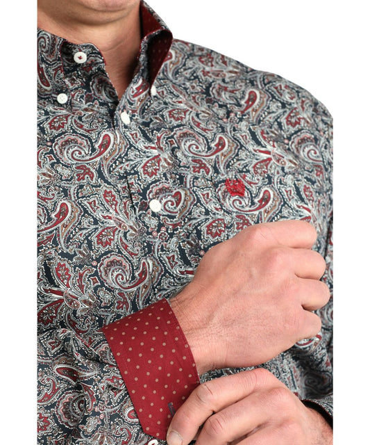 Cinch Men's Navy Paisley Button Down Shirt