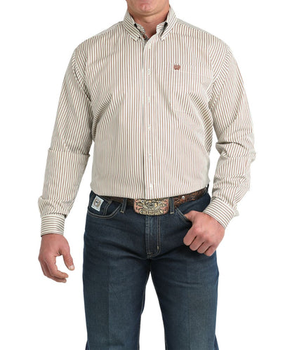 Cinch Men's Brown Striped Button Down Shirt
