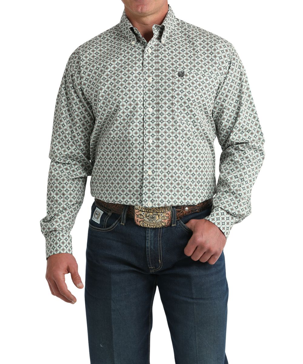 Cinch Men's Charcoal Geometric Button Down Shirt