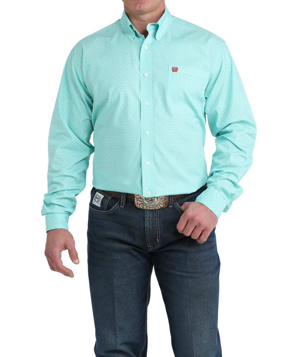 turquoise green dress shirt Men's Regular Fit Basic Dress Shirt in Turquoise 20 35/36 / Turquoise