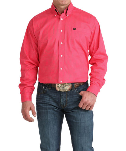 Cinch Men's Pink Geometric Button Down Shirt