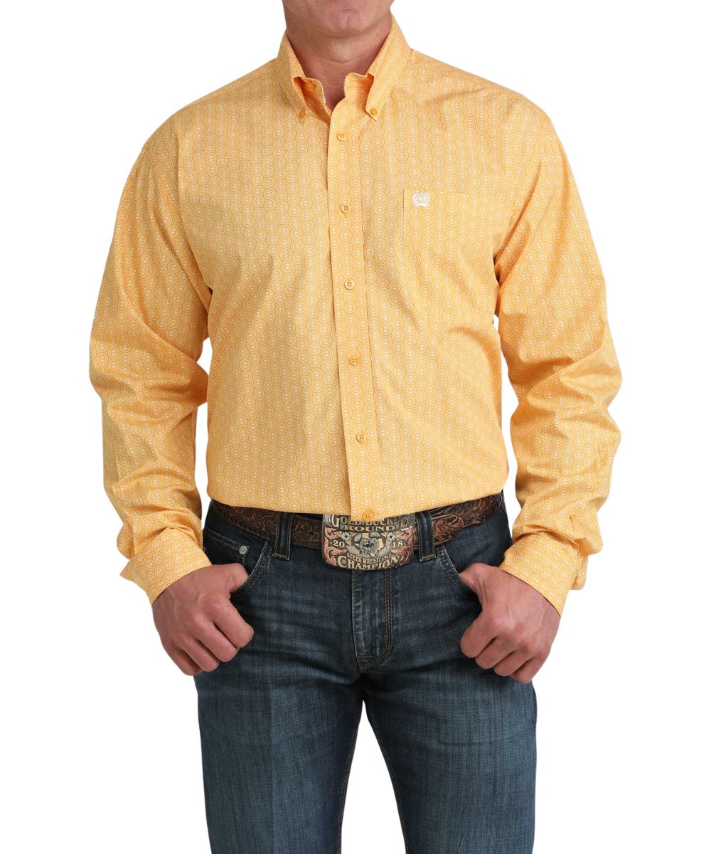 Cinch Men's Gold Geometric Button Down Shirt