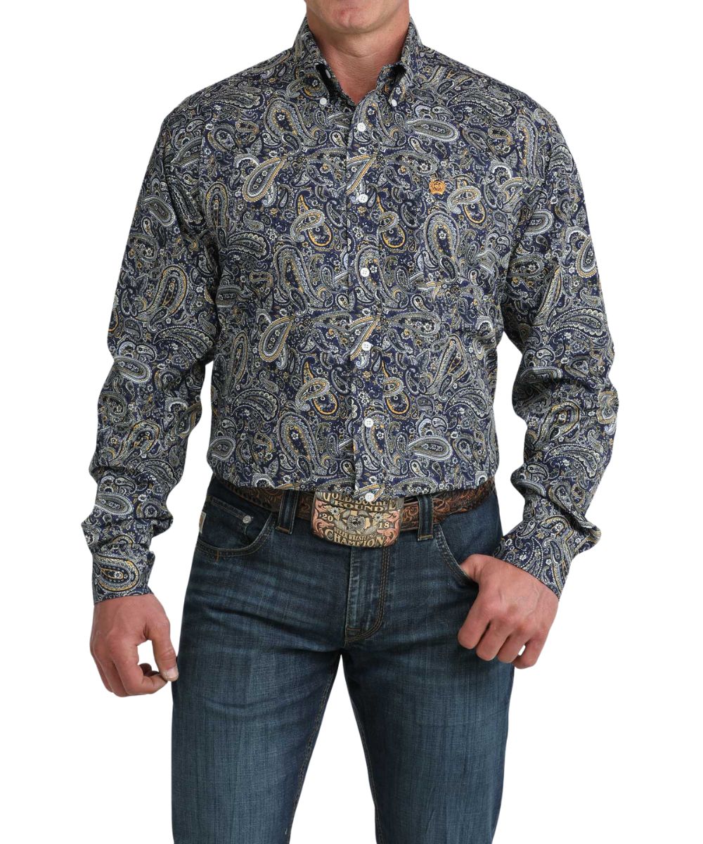 cinch dress shirts Men's Royal Blue Paisley Button Down Shirt XS classic appeal lang-it Size:4XL/ US 18 Hidaya Dress Cowboy shirt