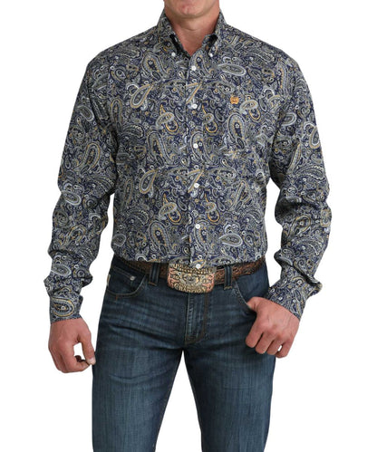 Cinch Men's Royal Blue Paisley Button Down Shirt
