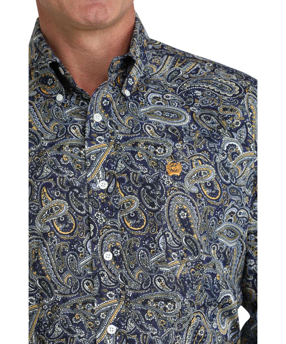 Cinch Men's Royal Blue Paisley Button Down Shirt