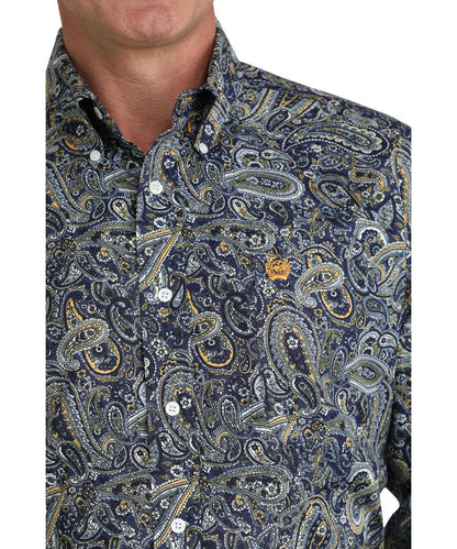Cinch Men's Royal Blue Paisley Button Down Shirt