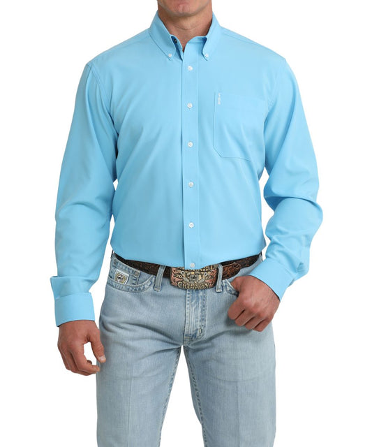 Men's Modern Fit Blue Long Sleeve Button Down Shirt