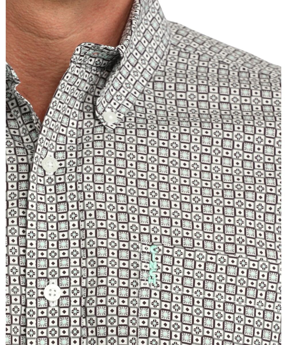Close-up view of the geometric print