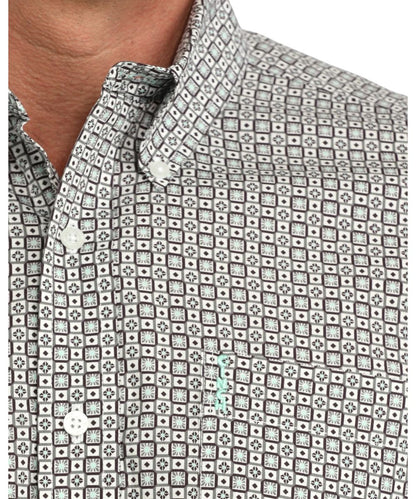Close-up view of the geometric print