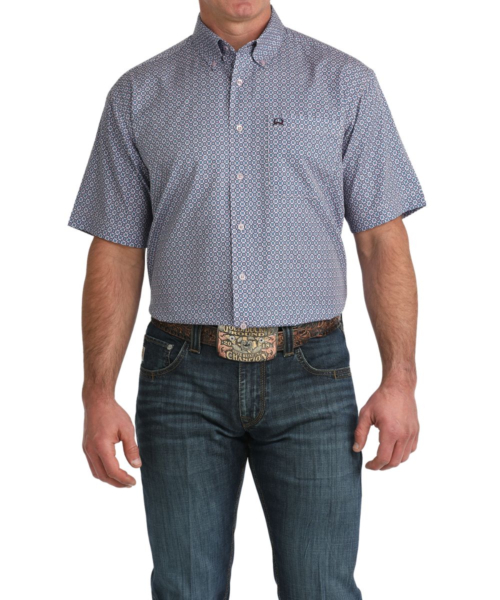 Cinch Men's Lilac ArenaFlex Short Sleeve Button Down Shirt