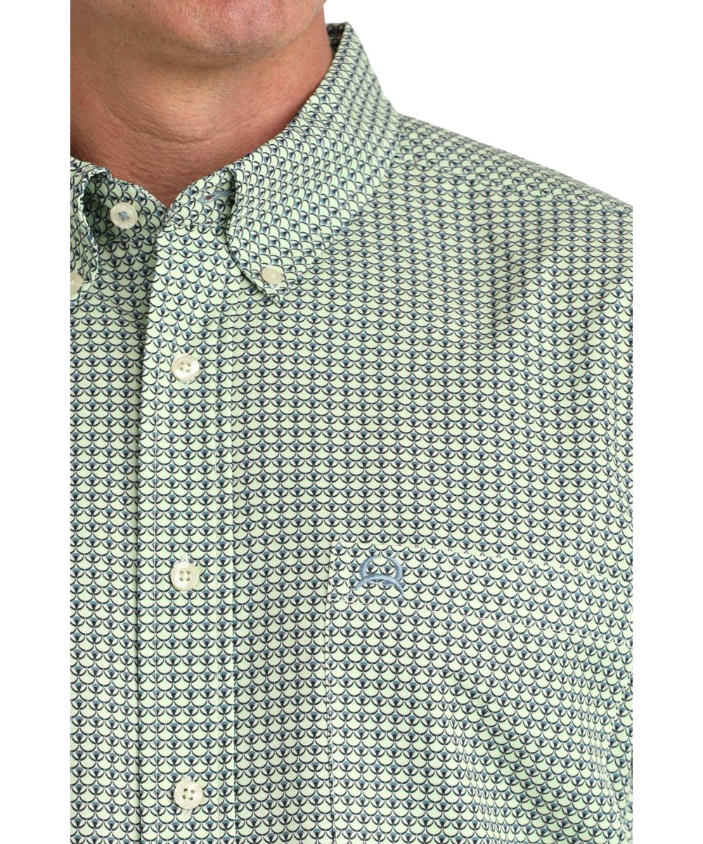 Cinch Men's Green Geometric ArenaFlex Button Down Shirt