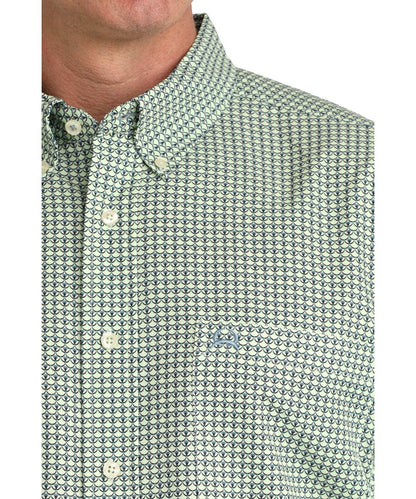 Cinch Men's Green Geometric ArenaFlex Button Down Shirt