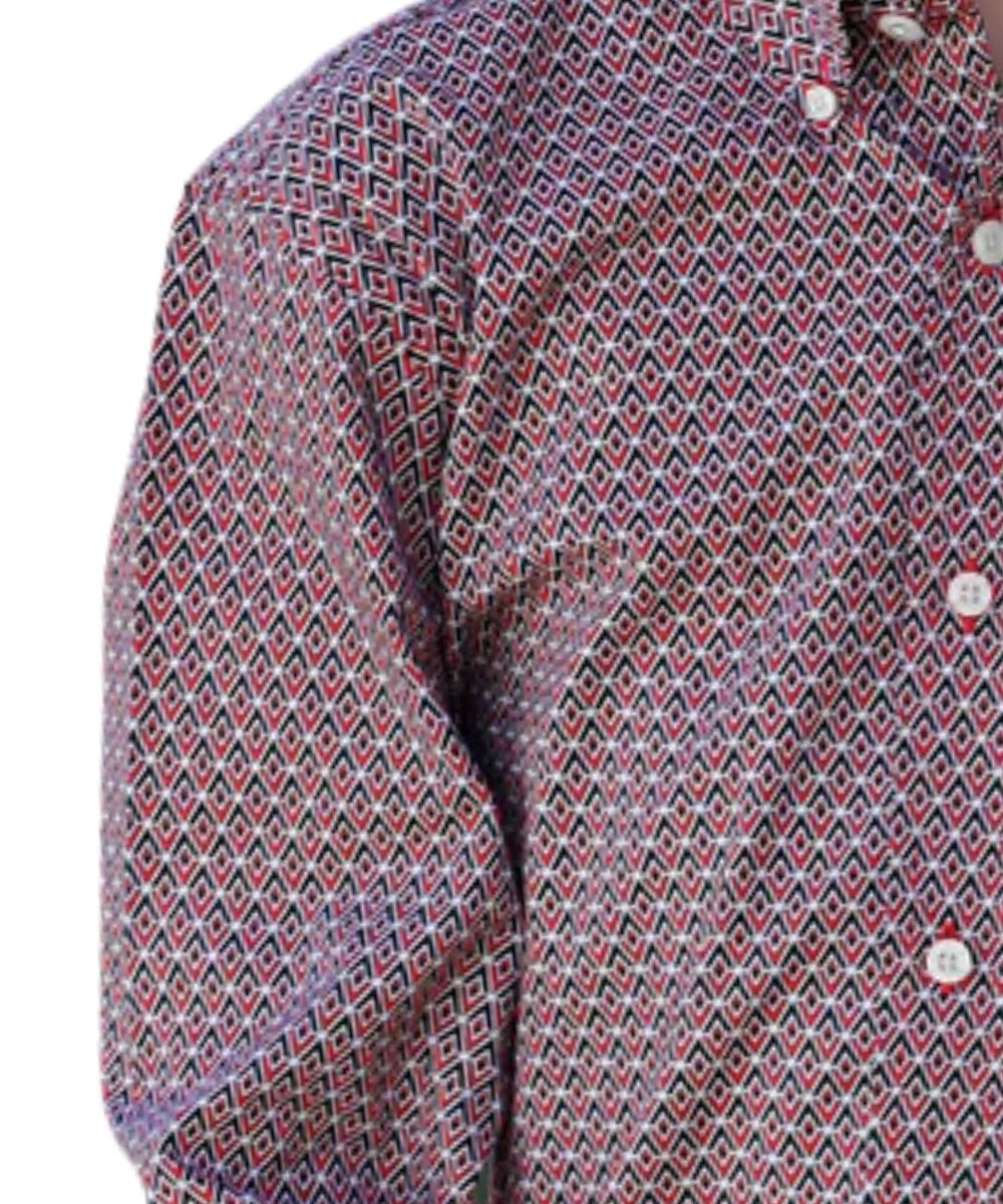 Cinch Boys' Red Geometric Button Down Shirt