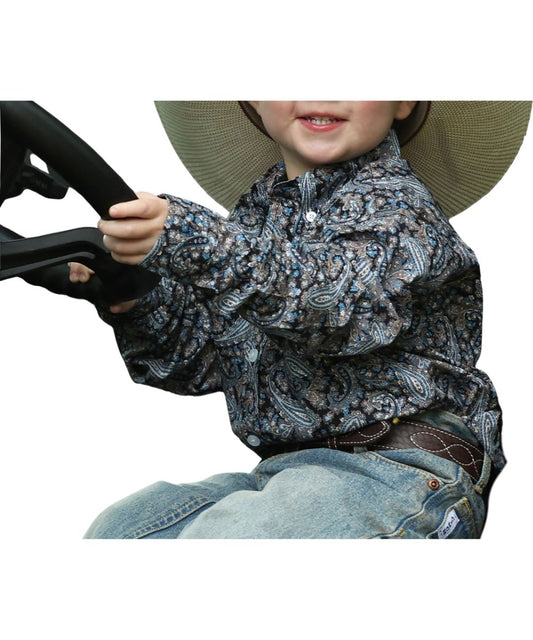 Infant Boy's Long Sleeve Paisley Button Down Shirt