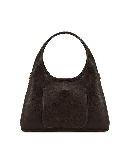 Back View Of Montana West Coffee Western Hobo Crossbody Bag Showing Exterior Slip Pocket