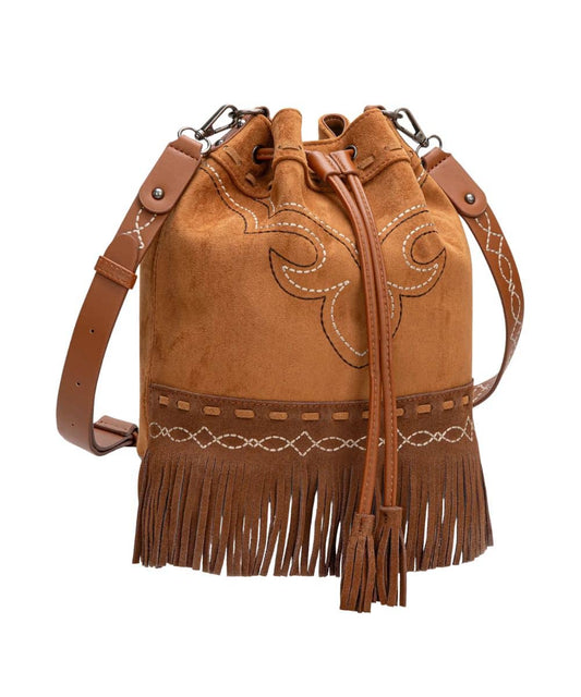 Montana West Women's Boot Stitch Drawstring Crossbody Bag