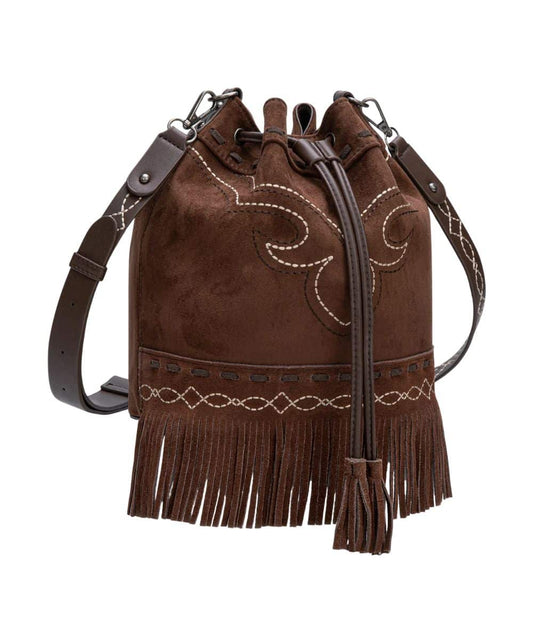 Montana West Women's Boot Stitch Drawstring Crossbody Bag