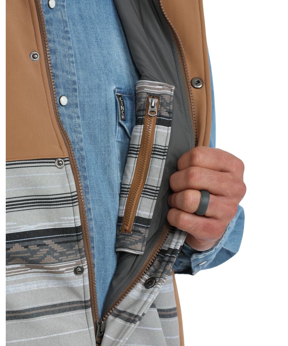 Close-up view of the interior zip pocket
