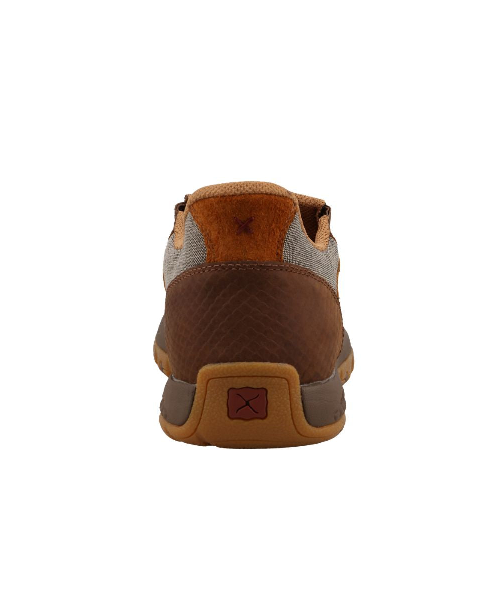 Heel view featuring the dust colored accents