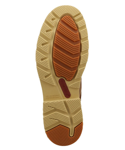 Sole view of the oil and slip resistant rubber outsole featuring electrical hazard protection