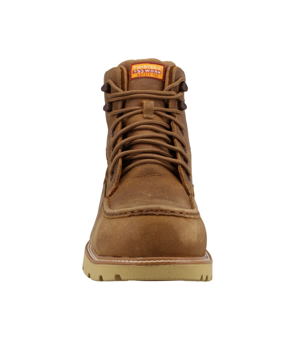 Front facing view of the men's 6" work boot featuring a nano composite safety toe