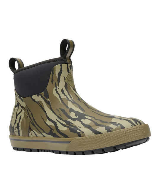 Right angled view of the men's 6" ankle boot featuring the mossy oak bottomland original camo print