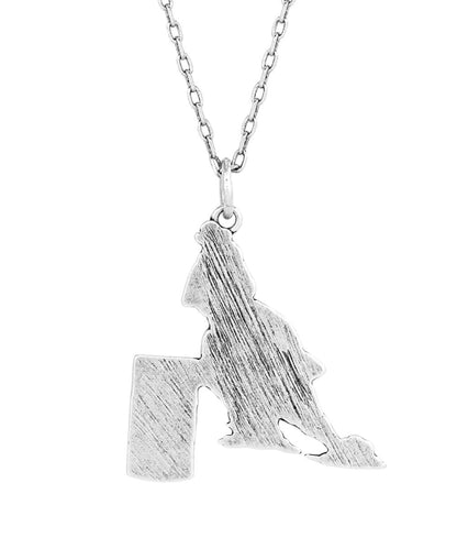 Back view of the women's barrel racer pendant necklace