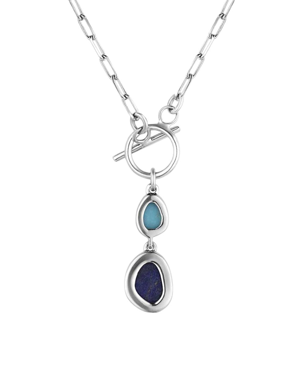 Back view of the women's nature's obsession paperclip chain toggle necklace