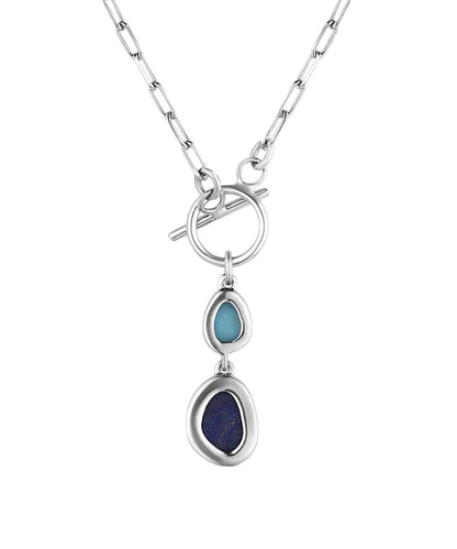 Back view of the women's nature's obsession paperclip chain toggle necklace