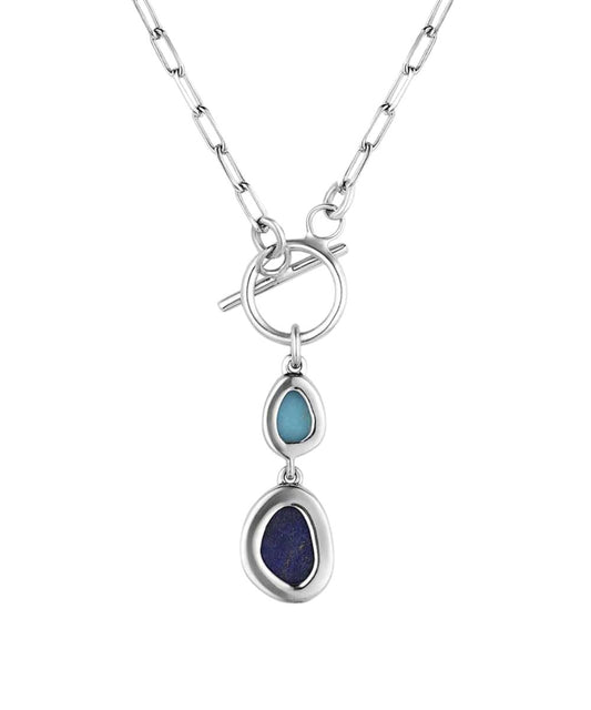 Back view of the women's nature's obsession paperclip chain toggle necklace