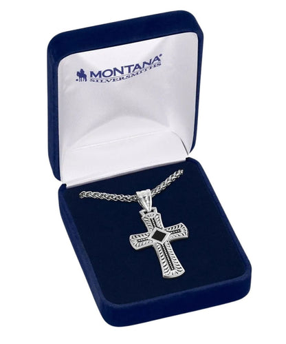 Men's Silver Cross Necklace In Jewelry Box