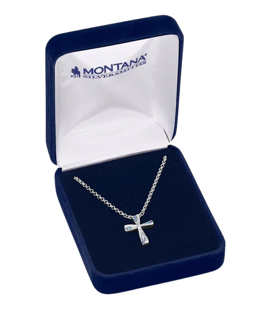Women's Silver Cross Necklace In A Jewelry Box