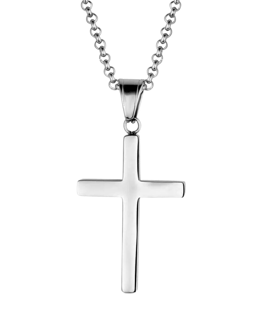 Men's Sleek Silver Cross Necklace