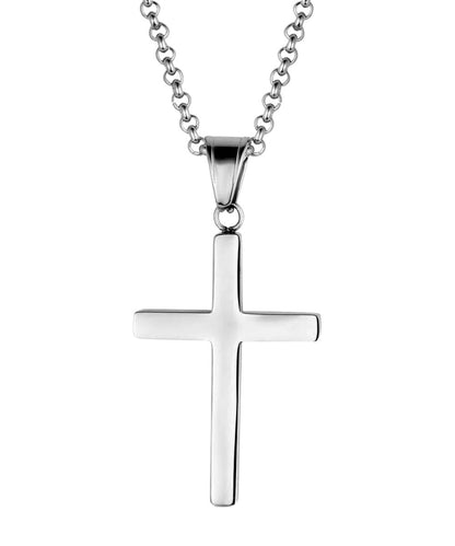Men's Sleek Silver Cross Necklace