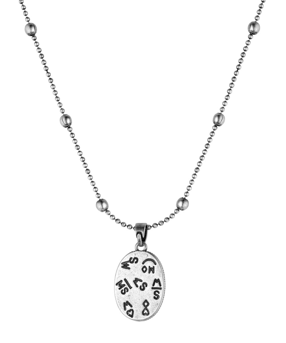 Back view of the women's silver necklace