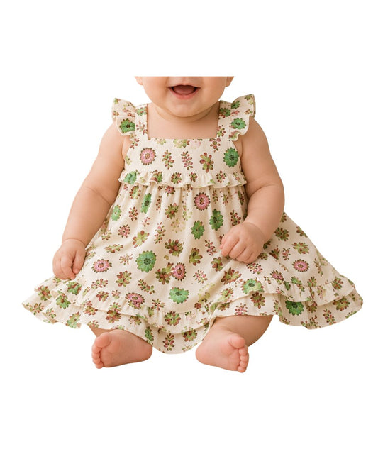 Infant Girl's Buttercream Succulent Printed Tank Dress