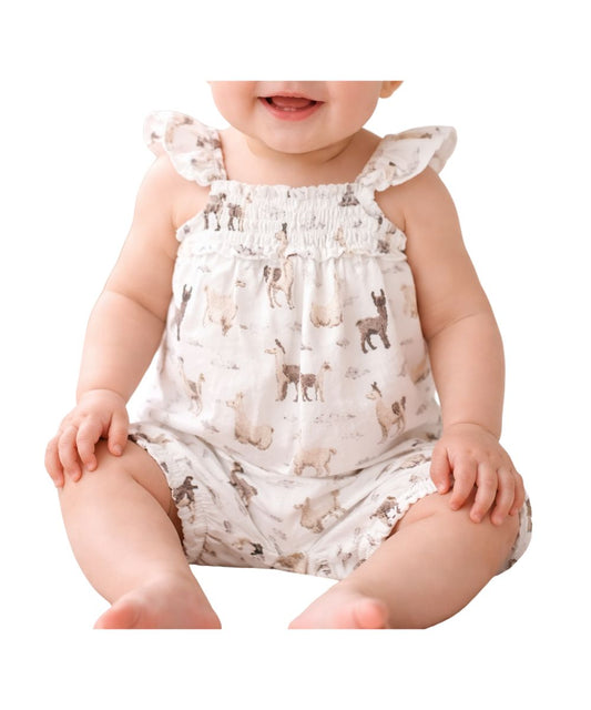 L'oved Baby Infant Girls' Llama Bubble Romper