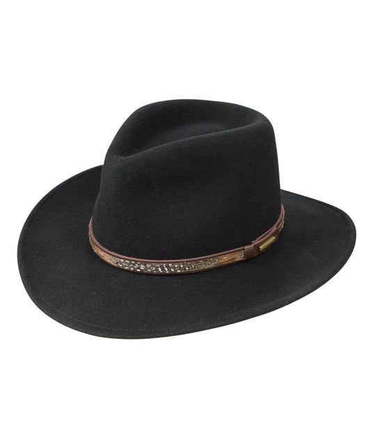 Stetson Black Linwood Crushable Wool Fedora Hat