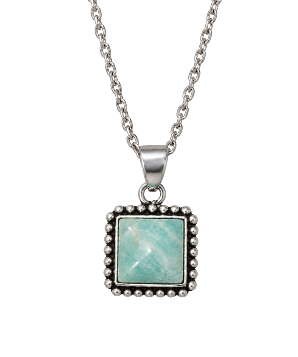 Anju Handcrafted Semiprecious Amazonite Small Stone Necklace on white background