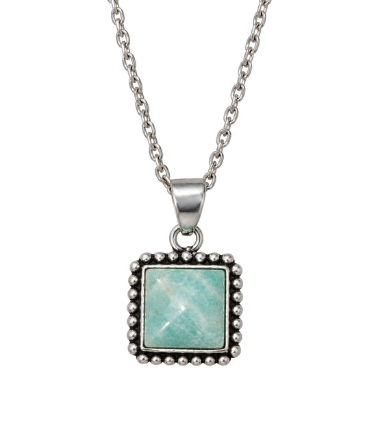Anju Handcrafted Semiprecious Amazonite Small Stone Necklace on white background