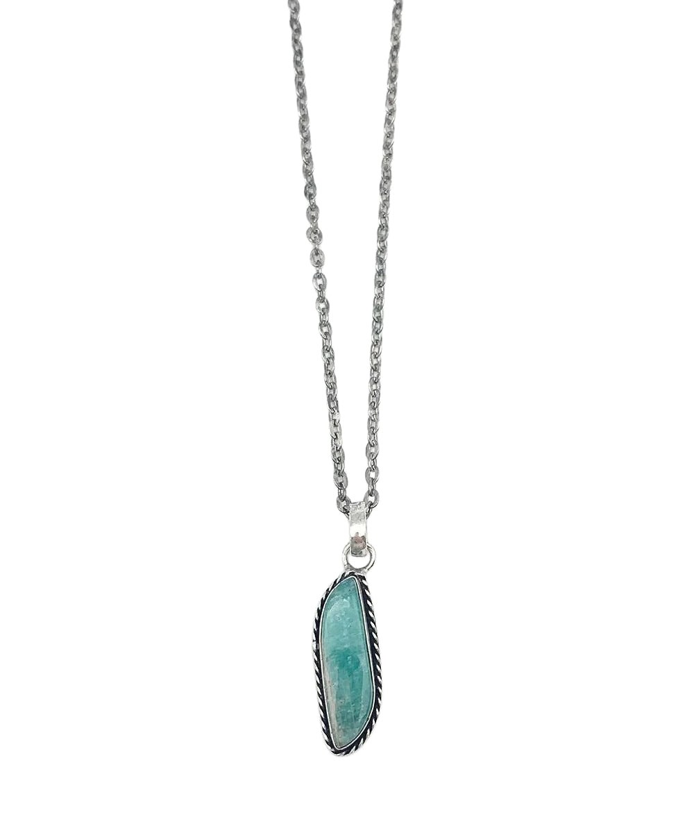 Anju Handcrafted Semiprecious Amazonite Stone Necklace on white background