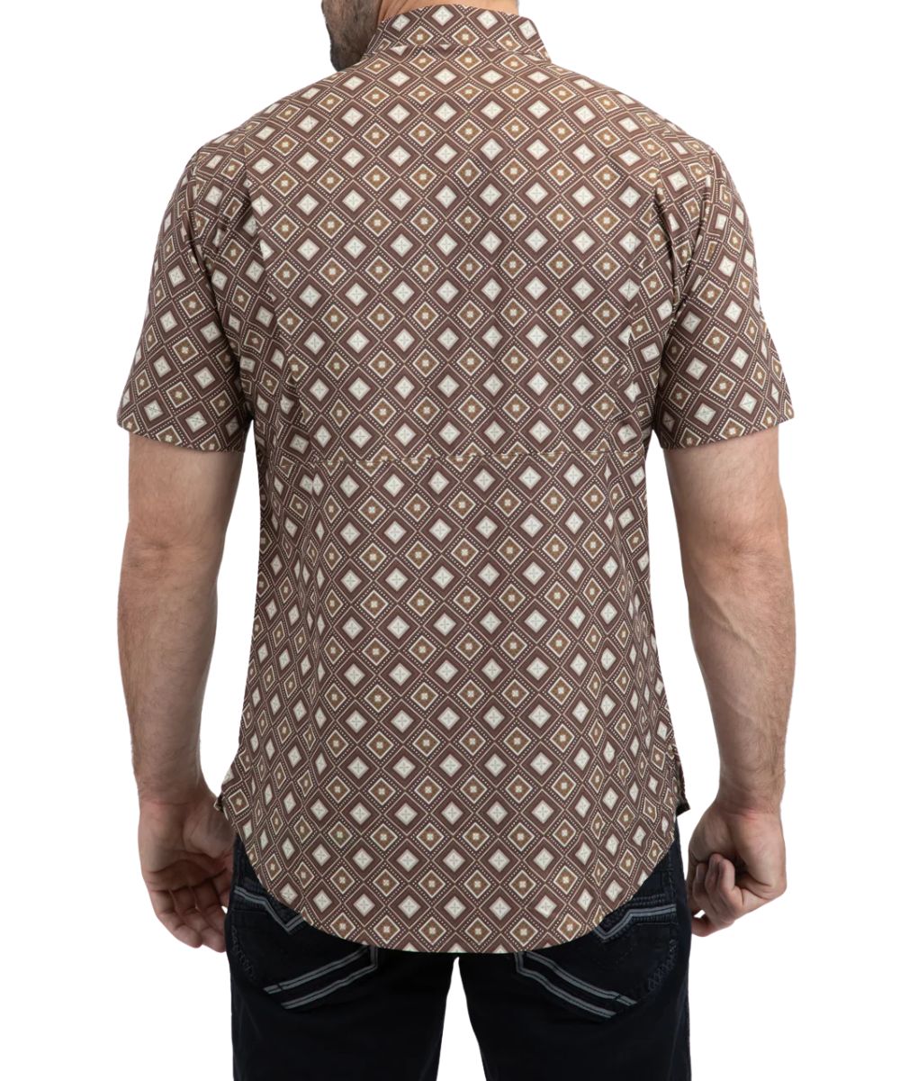Platini Men's Brown Performance Button Down Shirt