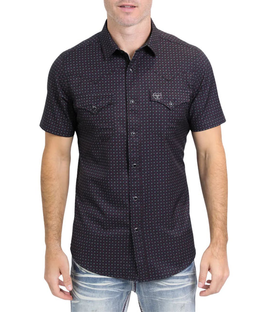 Platini Men's Black Aztec Performance Western Snap Shirt
