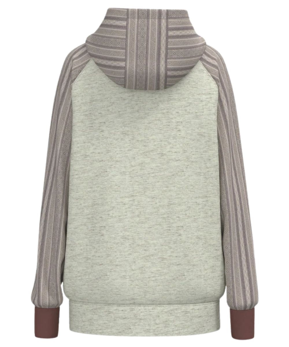 Back view of the women's punchy cream and striped hoodie